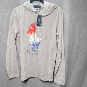 Polo Ralph Lauren Men's XS Americana Pony Heather Gray T-Shirt Hoodie